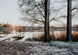 冬季的湖边图片